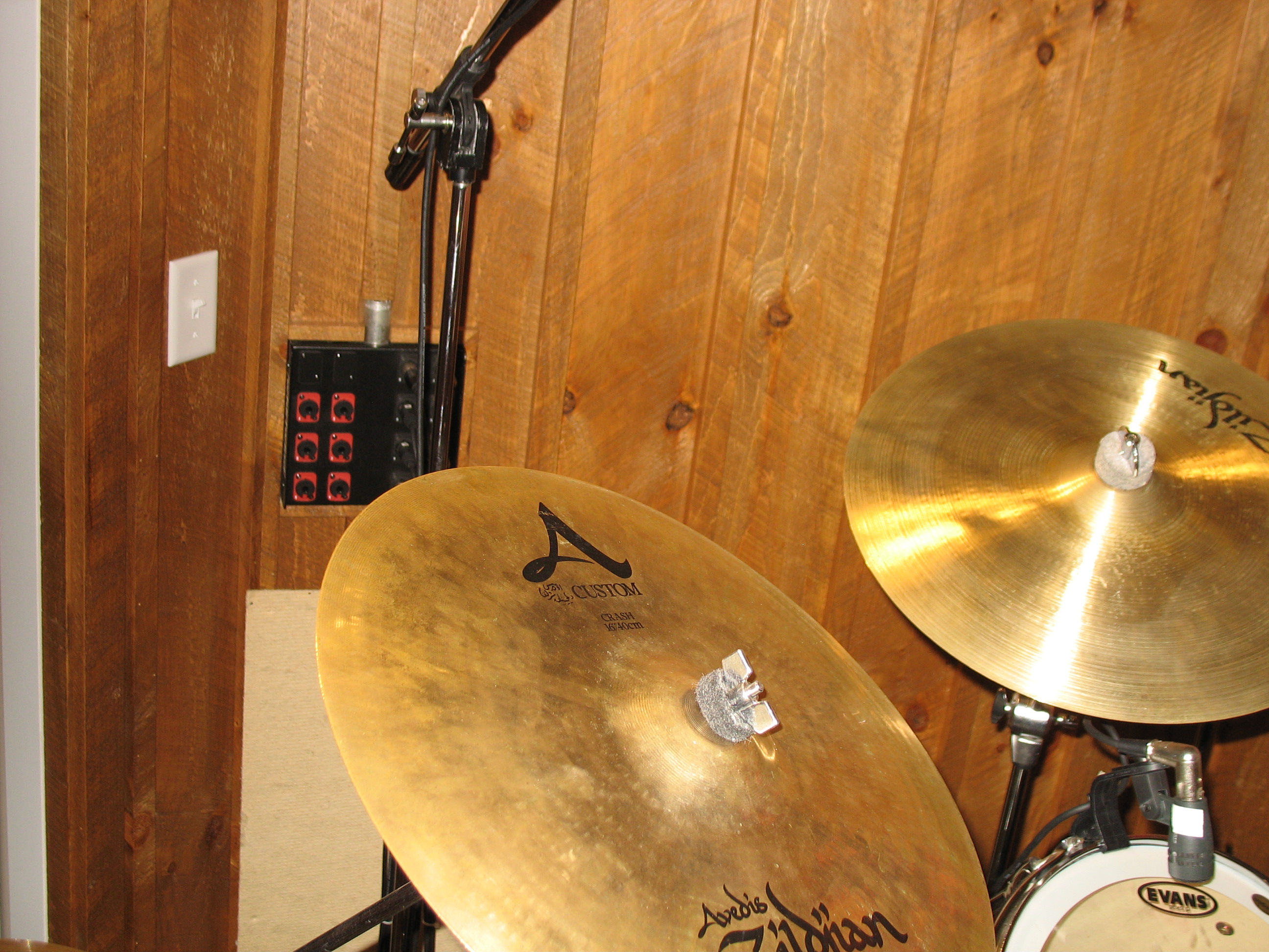 Cymbals in the drum room
